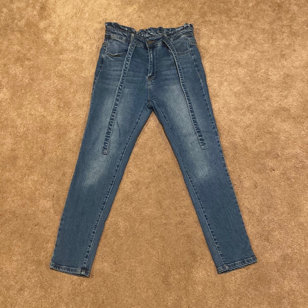 Black Label Skinny Jeans with Paper Bag Tie Waist